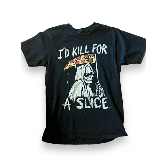 I’d Kill For A Slice Grim Reaper Pizza Black Matter Funny T Shirt Black Medium - Picture 1 of 6